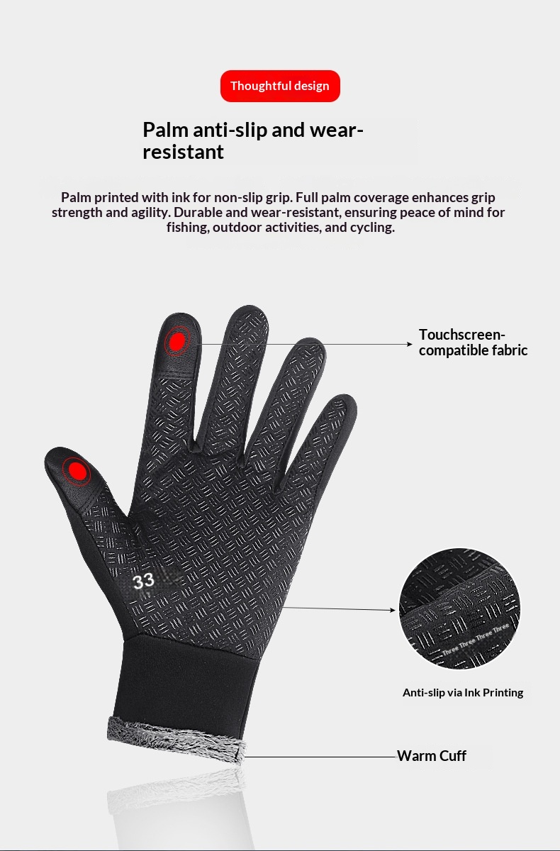 Jungen Outdoor Winddichte Winter Fleecegefütterte Dicke Warme Unisex Sport Fahrradfahren Ski Touchscreen Rutschfest Handschuhe_voghion.com