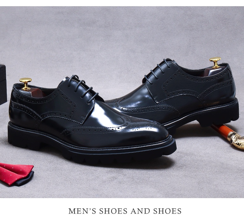 Voyage Voyage Grande Saldi Scarpe da Sposa Formali da Uomo in Pelle di Vacchetta con Suola Spessa, Fatte a Mano, Derby Lucide e Traspiranti_voghion.com