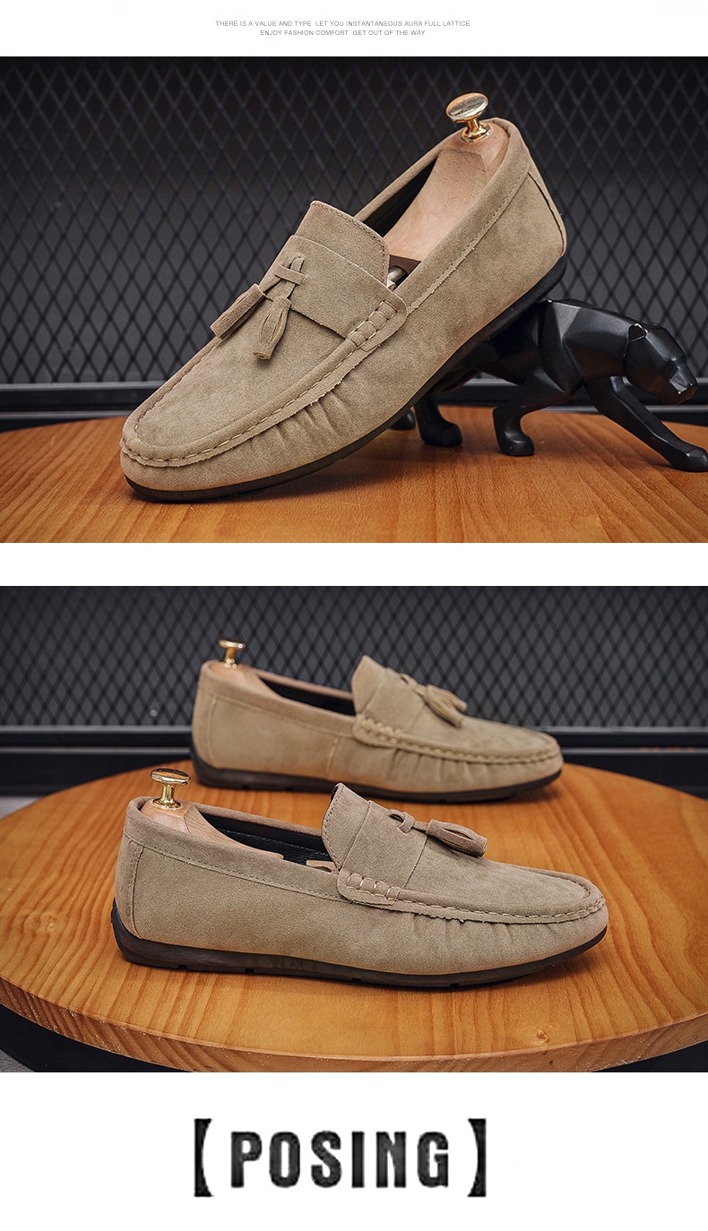 Voyage Voyage Men's Loafers Spring 2024 New Trendy Slip-On Casual Leather With Tassels Soft Sole Driving Shoes_voghion.com