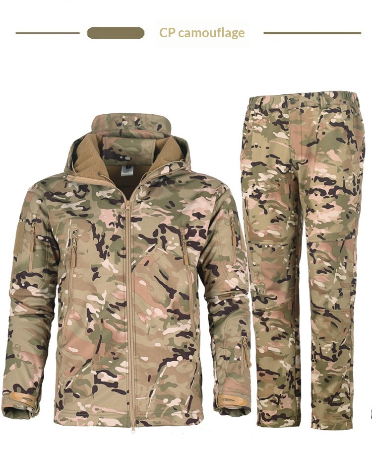 boy Boy Shark Skin Sof Shell Jacke Se For Men Winer Fleece-Lined Warm Mounaineering Waerproof Windproof Skiing Cycling_voghion.com