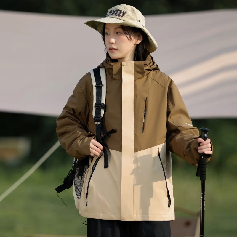 Boy Boy Outdoor 3'ü 1 arada Çıkarılabilir Erkek Rüzgar Geçirmez Polar Astar Su Geçirmez Soğuğa Dayanıklı Yürüyüş Ceketi Kadın Mont_voghion.com