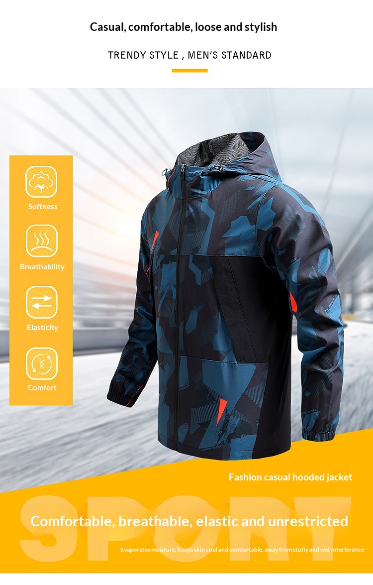 boy Boy Cross-Border Men's Spring And Autumn Hiking Thin Casual Quick-Dry Windproof Outdoor Sports Hooded Jacket_voghion.com