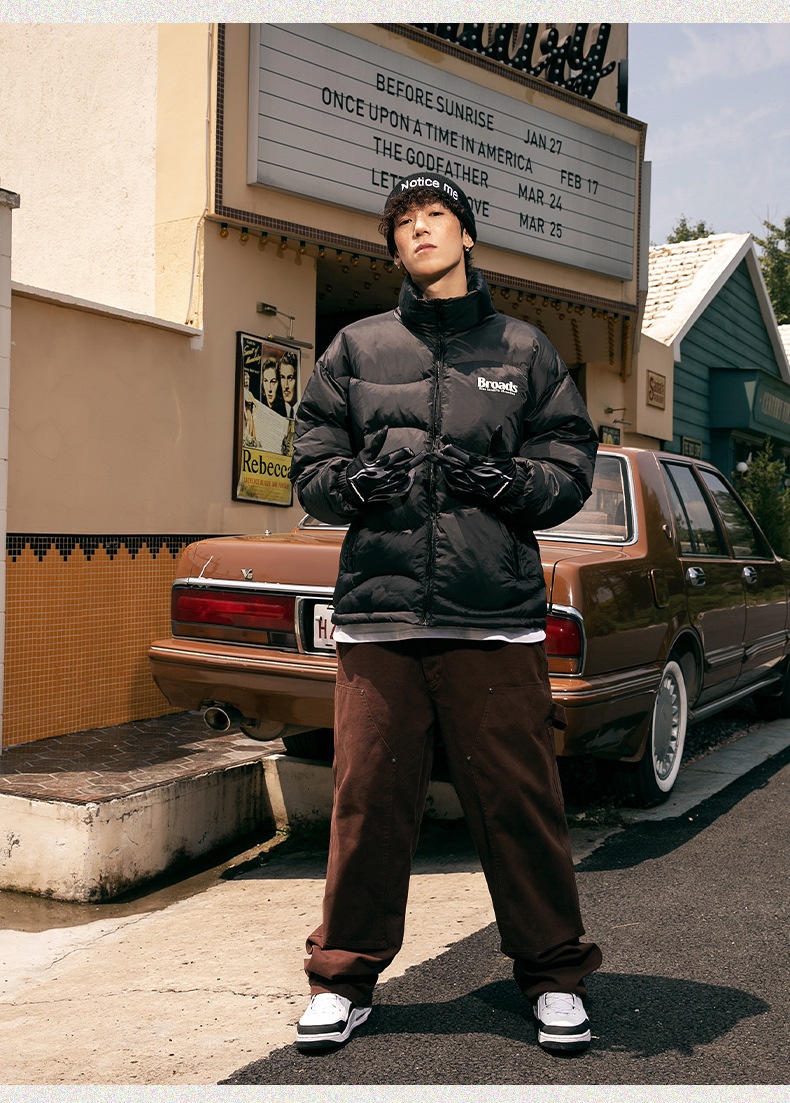 boy 90 American Style Short Down For Men Winter New Letter Print Trendy Brand Couple Warm Puffer Jacket_voghion.com