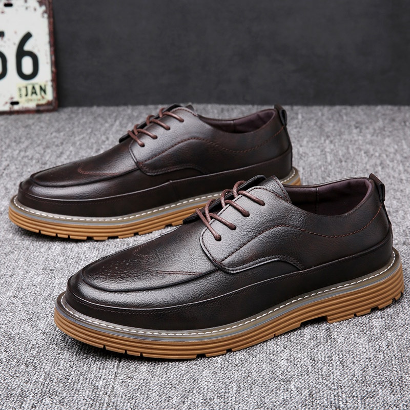 WalkPrime WalkPrime 2025 Cross-Border Herbst/Winter Brogue Business Herren Trendy Korean Version Echtleder Casual British Style Vielseitig_voghion.com
