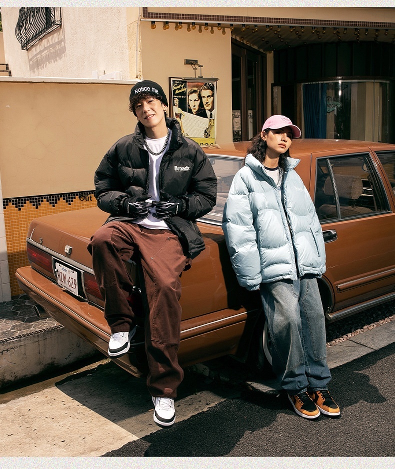 boy 90 American Style Short Down For Men Winter New Letter Print Trendy Brand Couple Warm Puffer Jacket_voghion.com