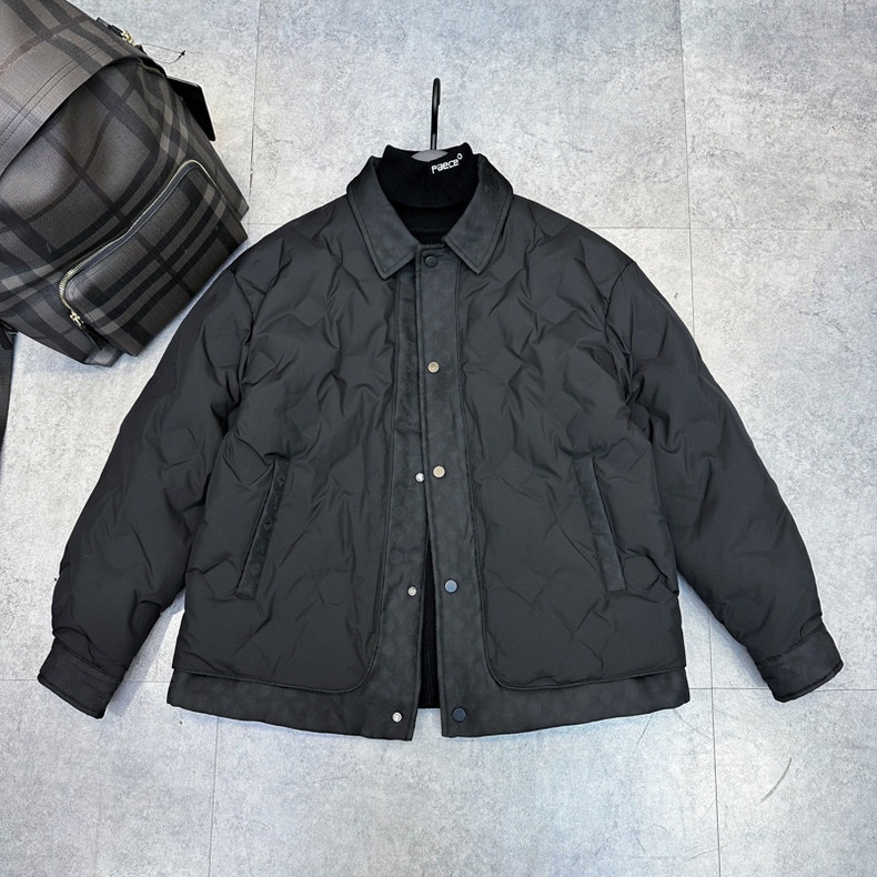 Doudoune d'hiver tendance pour homme, 90 % coton blanc, col rabattu, en duvet gaufré, avec col rabattu._voghion.com