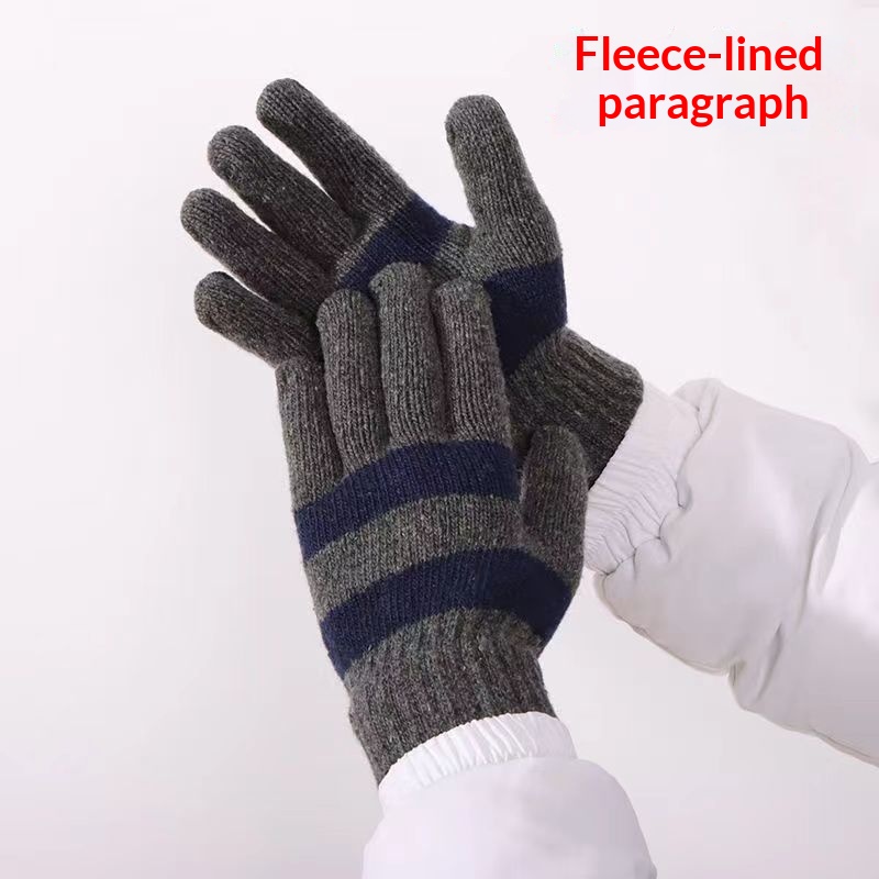 boy Boy Boy Autumn Winter Men's And Women's Knitted Warm Outdoor Cycling Fingered Driving Korean Style Fleece-Lined Gloves_voghion.com