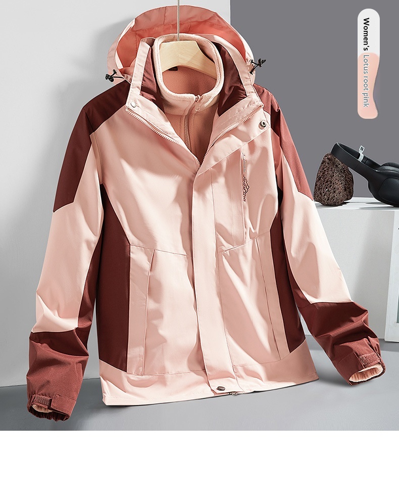 Boy Outdoor 3-in-1 Jacke für Damen und Herren, Paar-Wanderanzug, winddicht, wasserdicht, atmungsaktiv, wasserabweisend_voghion.com