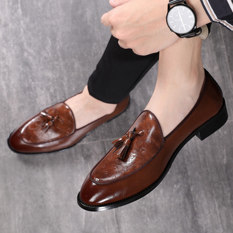Voyage Voyage British Style Men's Leather Shoes Youth Pointed Toe Tassel Loafers In Stock Wholesale_voghion.com
