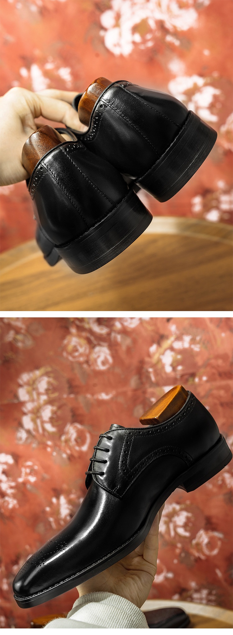 Voyage Voyage Gao - Source Factory Brogue Leather Business Formal Cowhide Men's Small Square Toe Derby Shoes_voghion.com