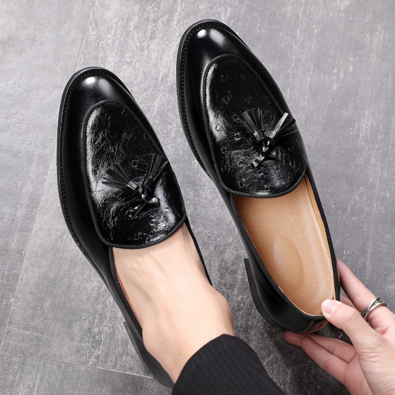 Voyage Voyage British Style Men's Leather Shoes Youth Pointed Toe Tassel Loafers In Stock Wholesale_voghion.com
