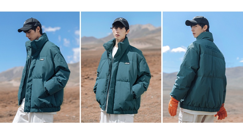 Vêtements pour hommes Hanlu, collection hiver 2024, doudoune épaisse et tendance à col montant, en coton Q_voghion.com