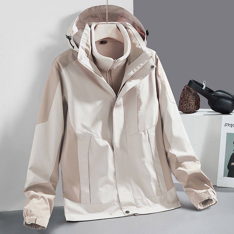 Boy Outdoor 3-in-1 Jacke für Damen und Herren, Paar-Wanderanzug, winddicht, wasserdicht, atmungsaktiv, wasserabweisend_voghion.com