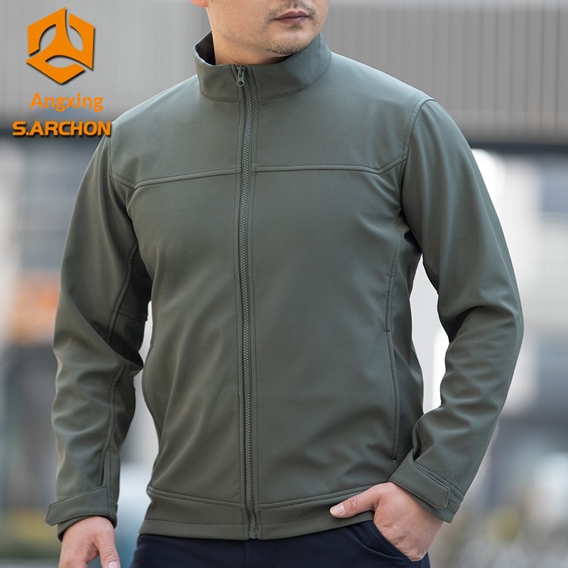 boy Boy Angken Autumn Winter New Men's Tactical Jacket Waterproof Wear-resistant Stand Collar Casual Versatile Fleece Thin Coat_voghion.com