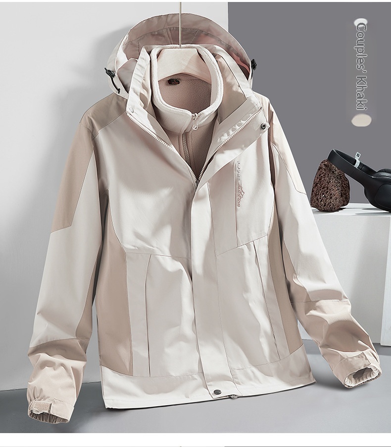 Boy Outdoor 3-in-1 Jacke für Damen und Herren, Paar-Wanderanzug, winddicht, wasserdicht, atmungsaktiv, wasserabweisend_voghion.com