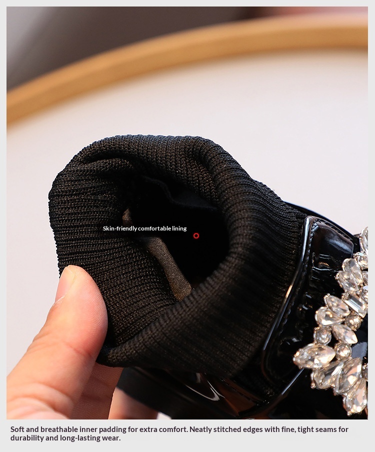 ShoeGlobe ShoeGlobe Sock 2025 Autumn New Princess Martin Children's Leather Girls' Soft Sole Single Shoes Short Boots Black_voghion.com