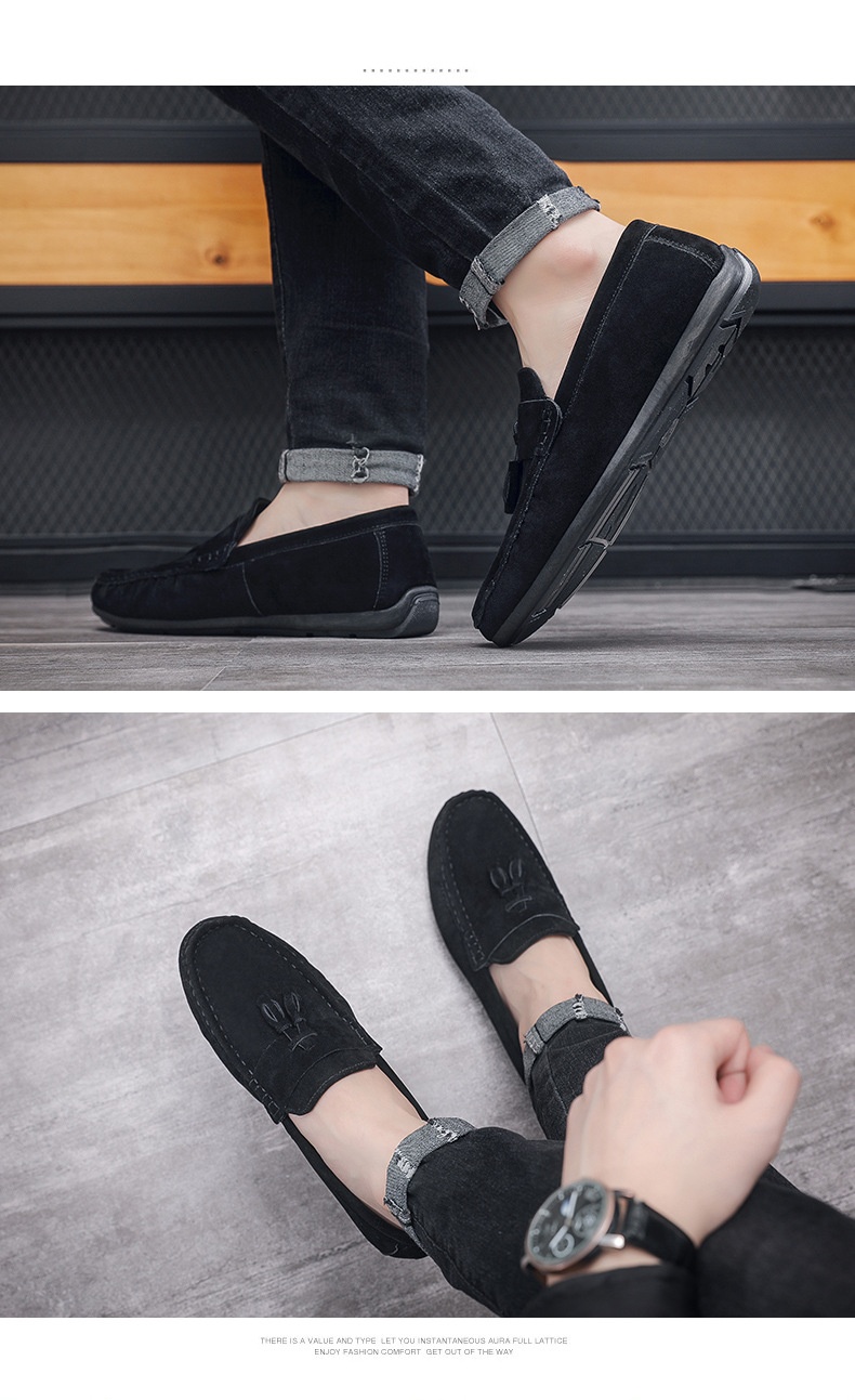 Voyage Voyage Men's Loafers Spring 2024 New Trendy Slip-On Casual Leather With Tassels Soft Sole Driving Shoes_voghion.com
