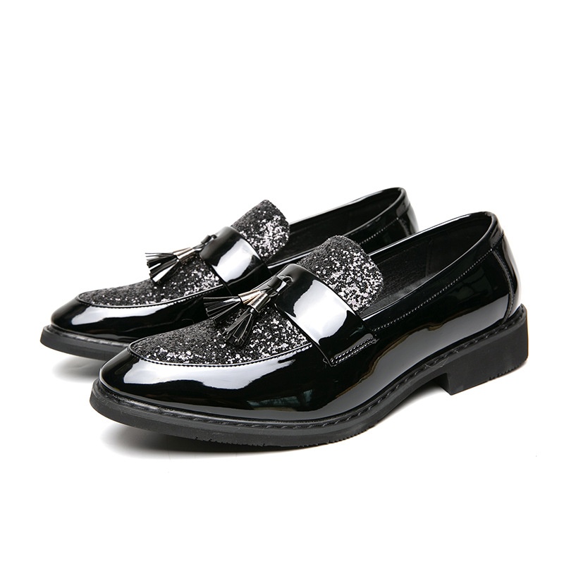 Voyage British Style Tassel Loafers Trendy Men's Slip-On Formal Business Casual Leather European And American Sequin Evening_voghion.com