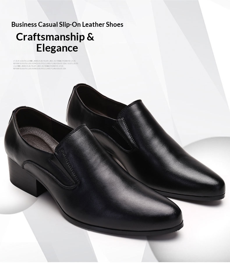 WalkPrime Factory Direct New 6CM Pointed Genuine Trendy Height Increasing Men's High Heel 8cm Leather Shoes_voghion.com