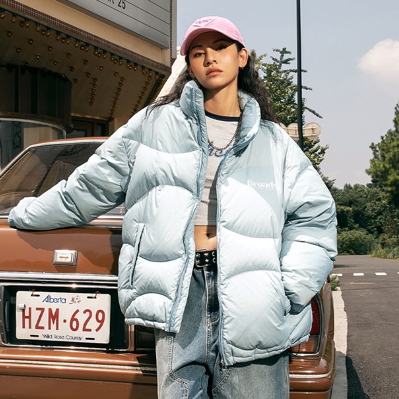 boy 90 American Style Short Down For Men Winter New Letter Print Trendy Brand Couple Warm Puffer Jacket_voghion.com