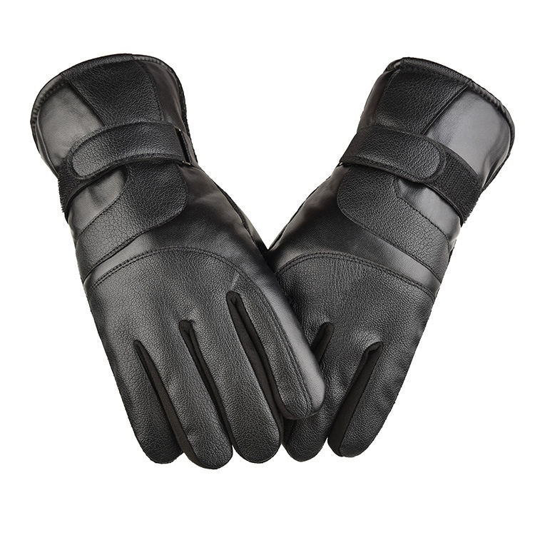 boy Boy Boy Warm Outdoor Winter Ski Leather Large Seven Plus Velvet Thickened Cold-Proof Non-Slip Sports Motorcycle Riding Gloves_voghion.com