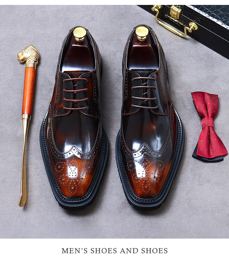 Voyage Voyage Grande Saldi Scarpe da Sposa Formali da Uomo in Pelle di Vacchetta con Suola Spessa, Fatte a Mano, Derby Lucide e Traspiranti_voghion.com