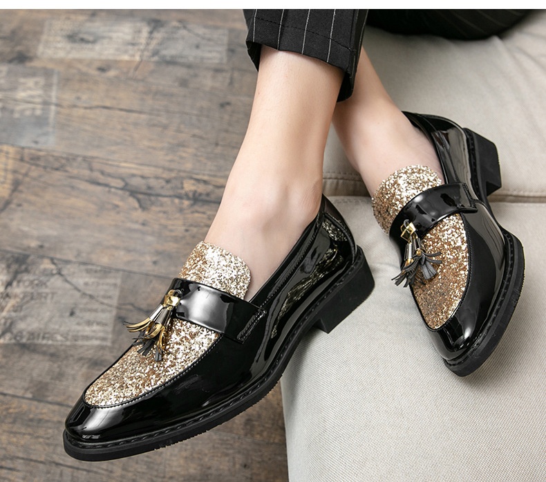 Voyage British Style Tassel Loafers Trendy Men's Slip-On Formal Business Casual Leather European And American Sequin Evening_voghion.com
