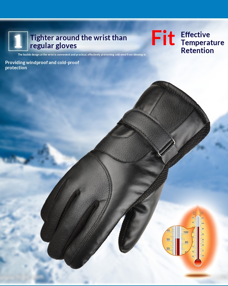 boy Boy Boy Warm Outdoor Winter Ski Leather Large Seven Plus Velvet Thickened Cold-Proof Non-Slip Sports Motorcycle Riding Gloves_voghion.com