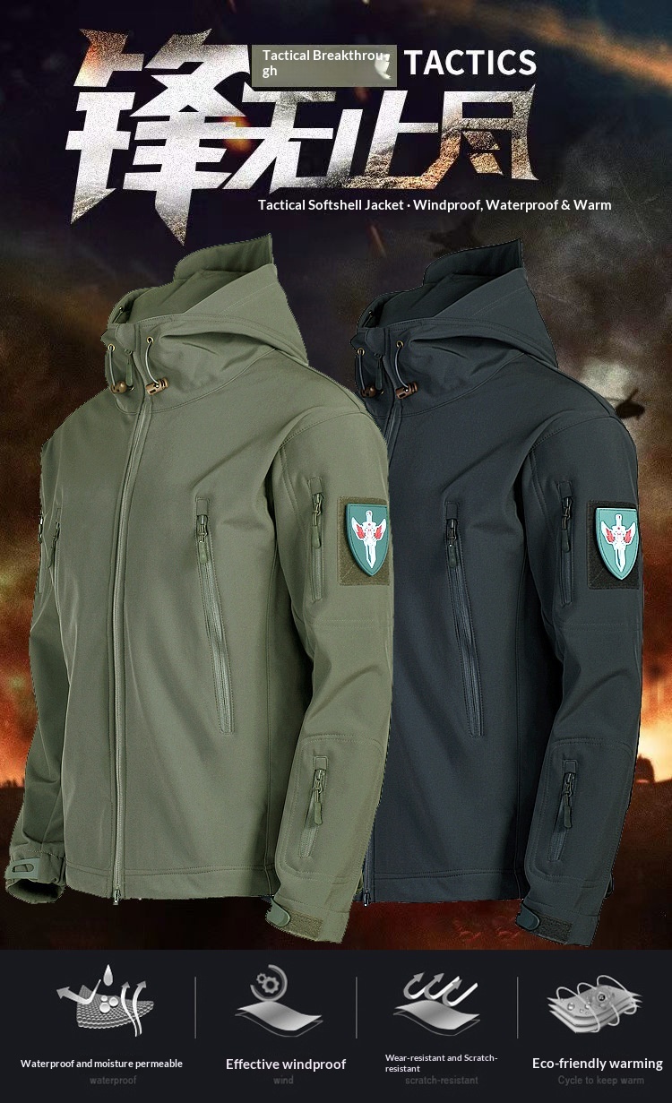 boy Boy Shark Skin Sof Shell Jacke Se For Men Winer Fleece-Lined Warm Mounaineering Waerproof Windproof Skiing Cycling_voghion.com