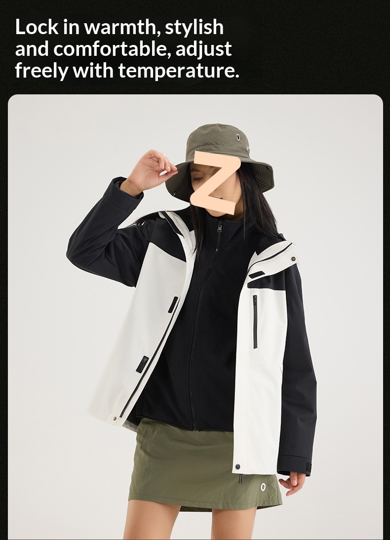 Boy 3-in-1 Jacke für Damen und Herren mit Fleecefutter, wind- und wasserdichte Outdoor-Bergsteigerjacke, direkt vom Hersteller_voghion.com
