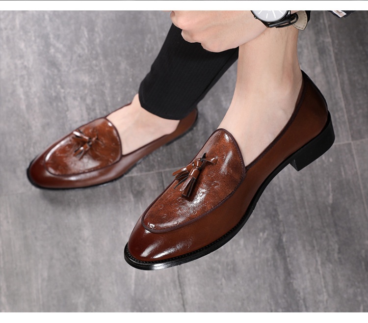 Voyage Voyage British Style Men's Leather Shoes Youth Pointed Toe Tassel Loafers In Stock Wholesale_voghion.com