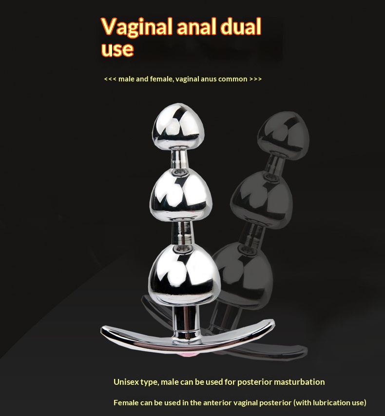 luckyqqyp Extenseur anal à trois perles en forme de champignon en métal SM Toys Out Wear Anal Plug Produits sexuels pour adultes_voghion.com