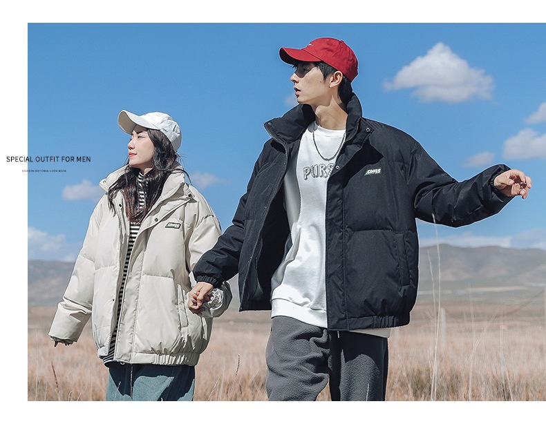 Vêtements pour hommes Hanlu, collection hiver 2024, doudoune épaisse et tendance à col montant, en coton Q_voghion.com