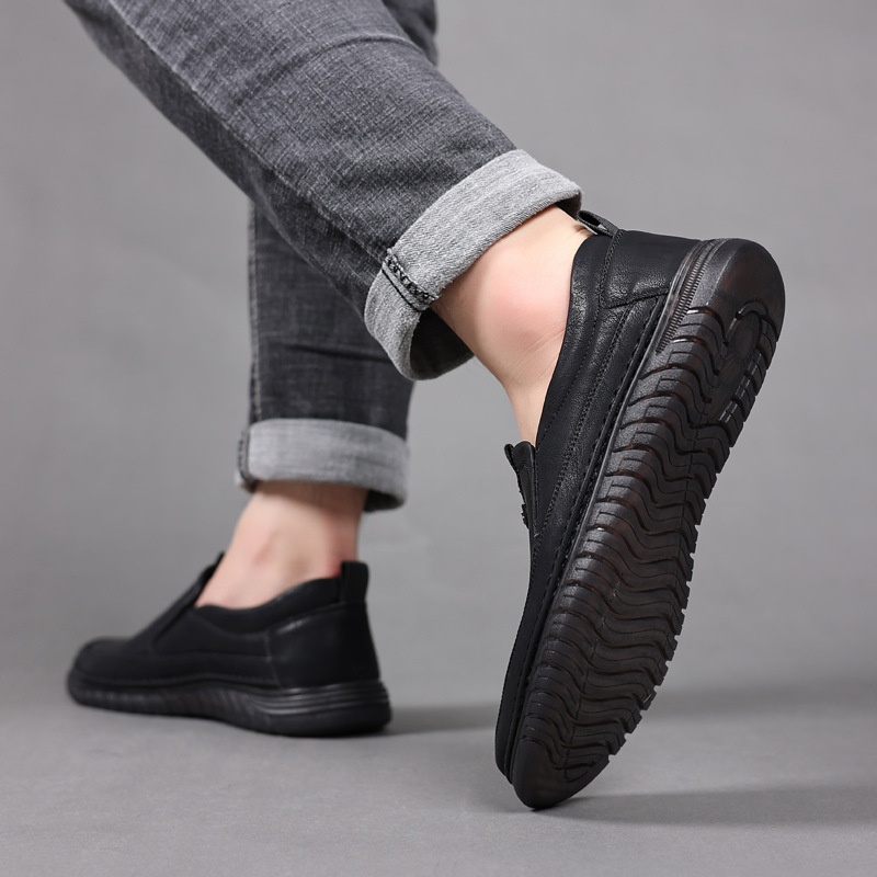 Voyage Voyage New Leather Cowhide Business Loafers Casual Men's Soft Sole Non-Slip Lazy Shoes_voghion.com
