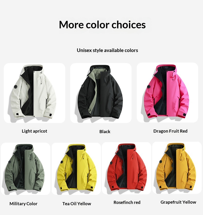 boy Boy Dragon Fruit Color Women's Three-in-One Windproof Waterproof Fleece Two-Piece Set Men's Cycling Travel Hiking Jacket_voghion.com