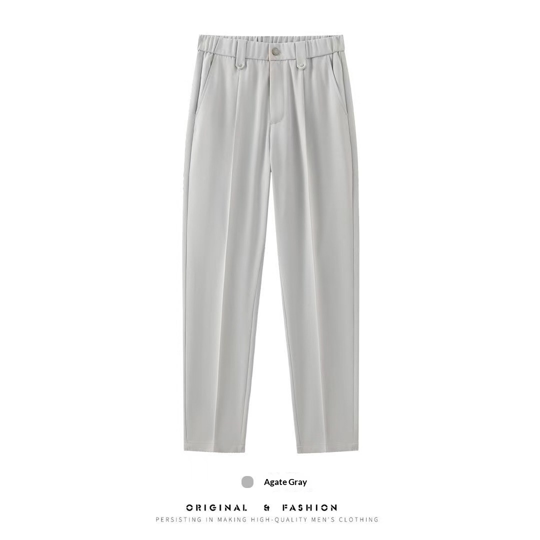 boy Spring And Autumn New British Style Woolen Casual Tapered Fashion Long Pants With Design Sense, Comfortable Slim Fit,_voghion.com