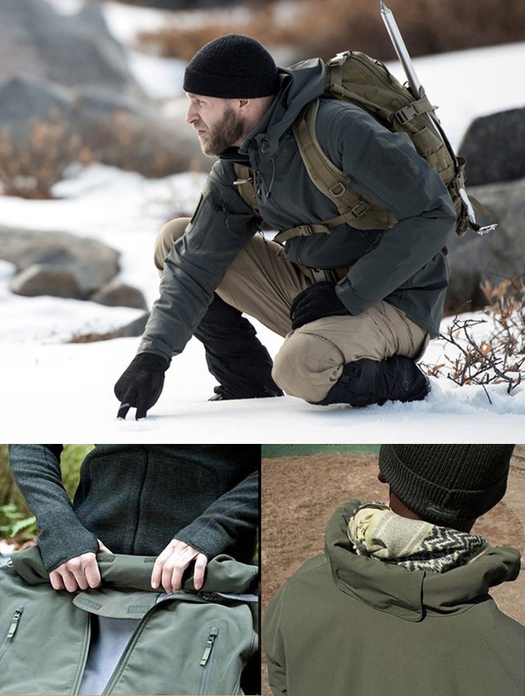 boy Boy Shark Skin Sof Shell Jacke Se For Men Winer Fleece-Lined Warm Mounaineering Waerproof Windproof Skiing Cycling_voghion.com