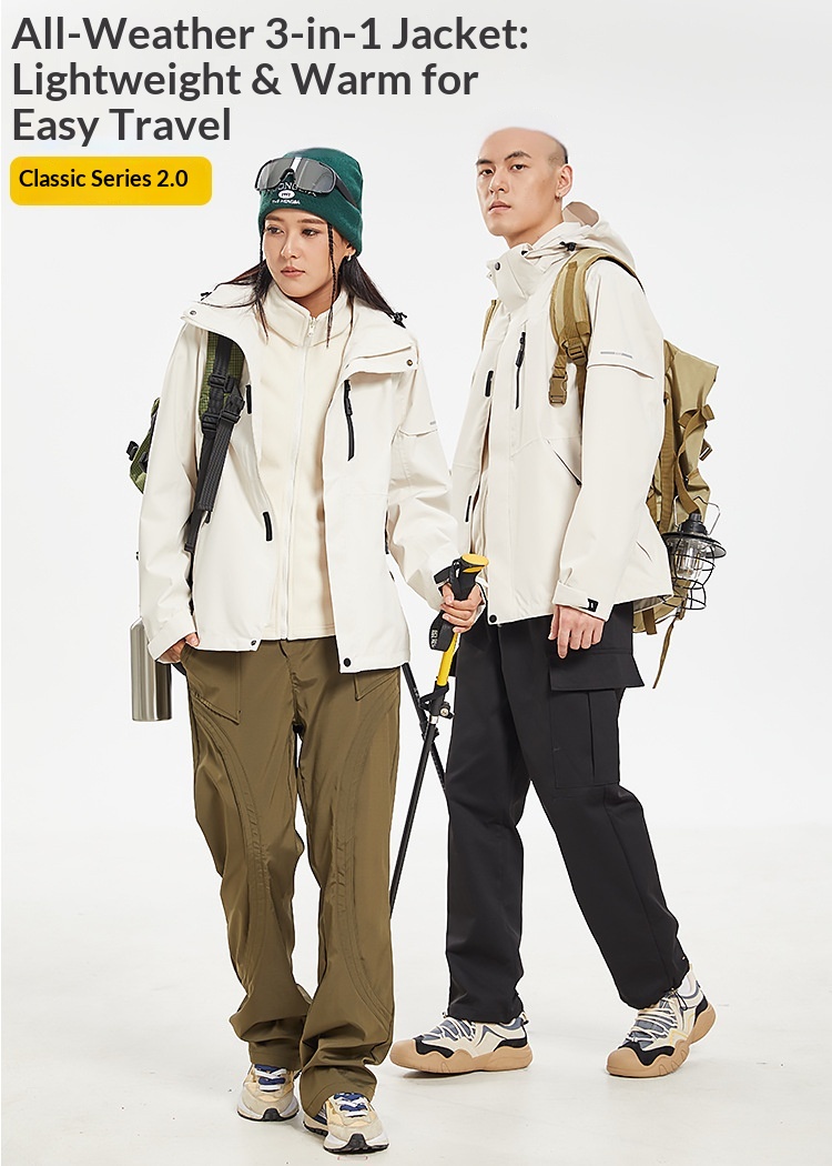 Boy Mouxihe Drei-in-Eins-Jacke im gleichen Stil für Damen und Herren, Outdoor-Camping, winddicht, wasserdicht, Arbeitskleidung, individuell anpassbar_voghion.com