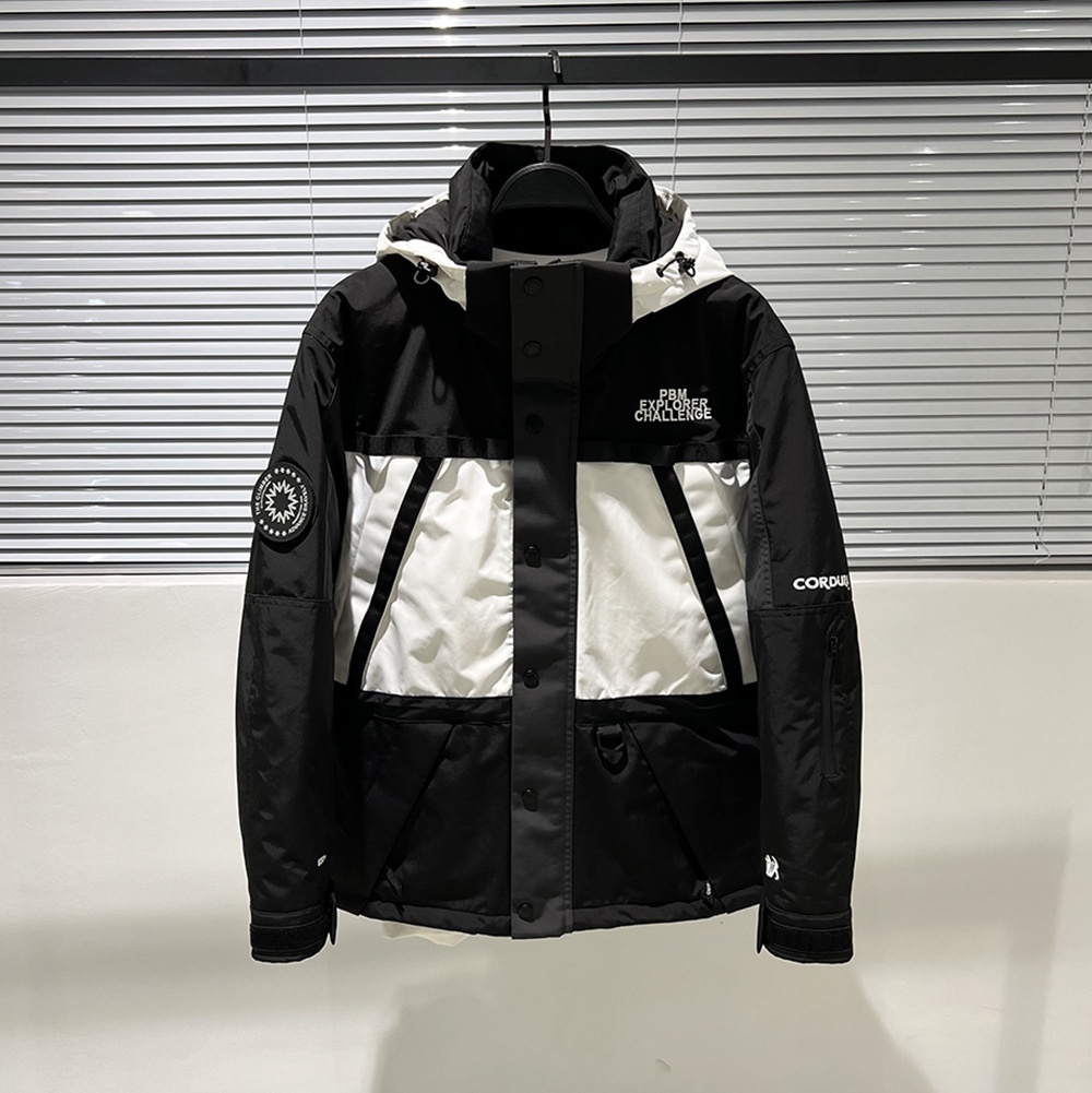 Herren Winter 2024, dick gefütterte Daunenjacke mit Kapuze, schwarz-weiß, trendig, im Großhandel erhältlich_voghion.com