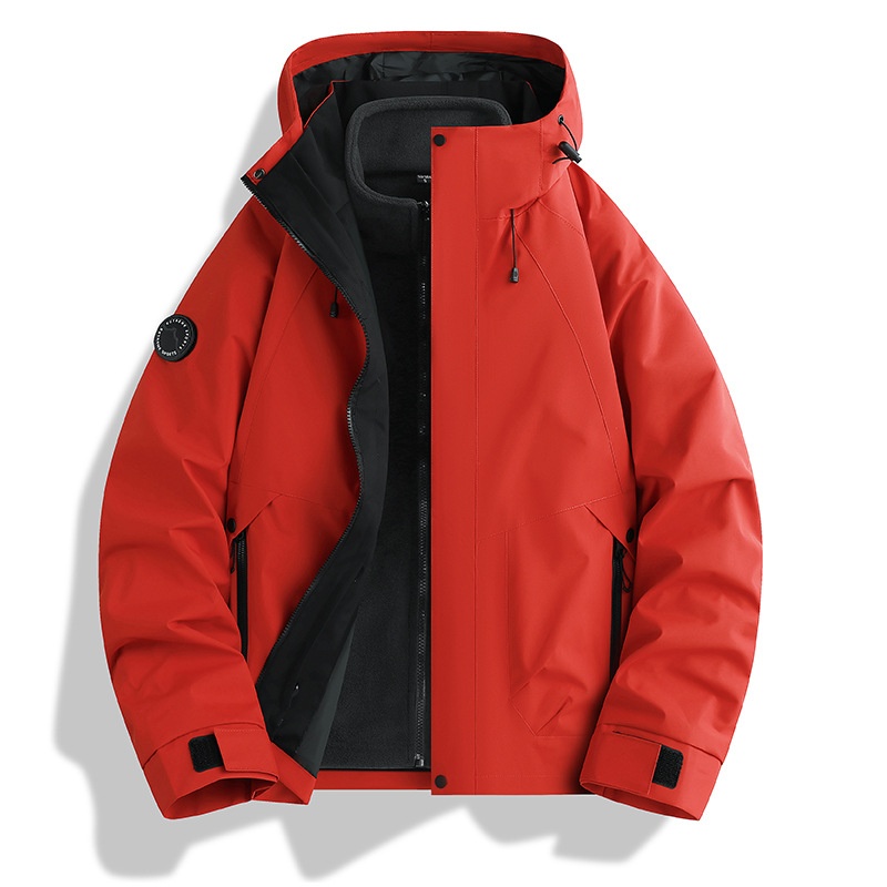 boy Boy Dragon Fruit Color Women's Three-in-One Windproof Waterproof Fleece Two-Piece Set Men's Cycling Travel Hiking Jacket_voghion.com