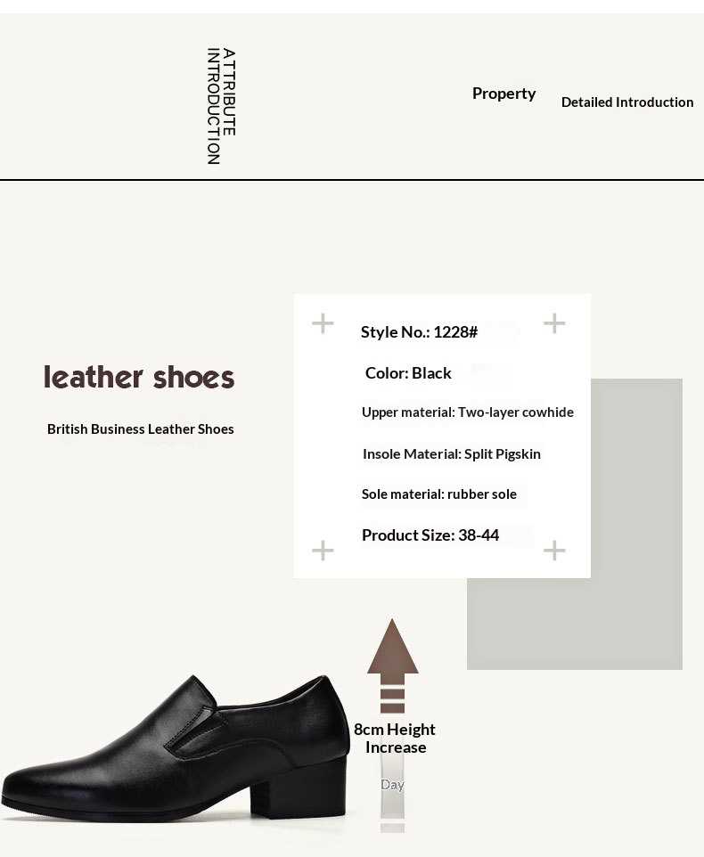 WalkPrime Factory Direct New 6CM Pointed Genuine Trendy Height Increasing Men's High Heel 8cm Leather Shoes_voghion.com