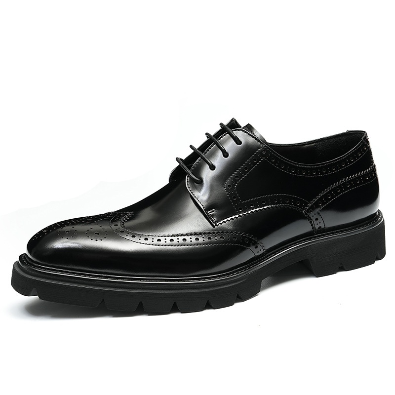 Voyage Voyage Grande Saldi Scarpe da Sposa Formali da Uomo in Pelle di Vacchetta con Suola Spessa, Fatte a Mano, Derby Lucide e Traspiranti_voghion.com