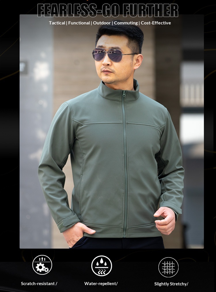 boy Boy Angken Autumn Winter New Men's Tactical Jacket Waterproof Wear-resistant Stand Collar Casual Versatile Fleece Thin Coat_voghion.com