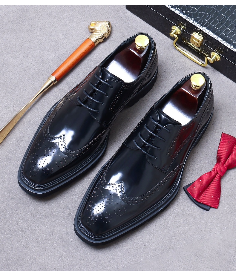 Voyage Voyage Grande Saldi Scarpe da Sposa Formali da Uomo in Pelle di Vacchetta con Suola Spessa, Fatte a Mano, Derby Lucide e Traspiranti_voghion.com