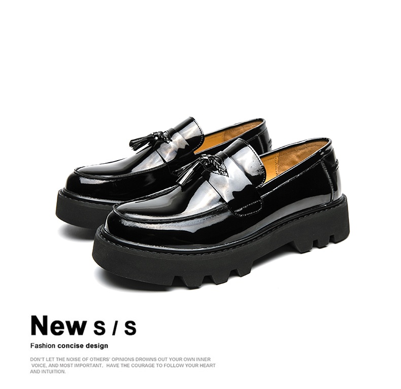 Voyage Men's Loafers New British Style Business Formal Shiny Slip-On Chunky Sole Height Increasing Casual Leather Shoes_voghion.com