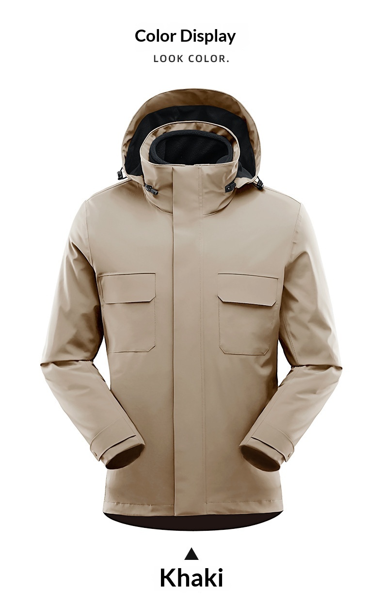 Boy 3-in-1 Abnehmbare High-End Business Outdoor Wasserdichte Winddichte Verdickte Warme Jacke zum Wandern Bergsteigen Camping Für_voghion.com