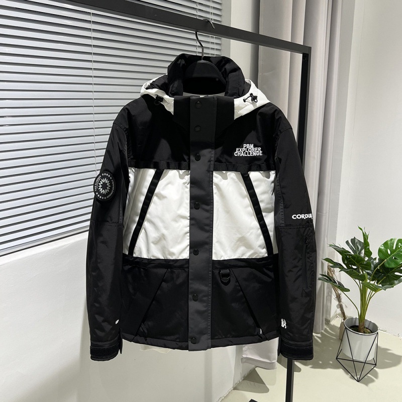 Herren Winter 2024, dick gefütterte Daunenjacke mit Kapuze, schwarz-weiß, trendig, im Großhandel erhältlich_voghion.com