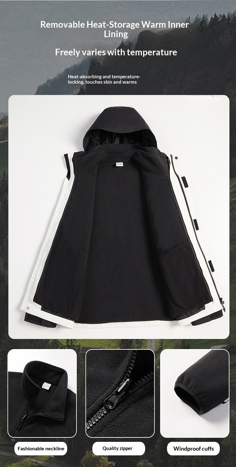 Boy GB32614 Nieuwe nationale standaard dames 3-in-1 winterjas heren Polar Fleece winddicht waterdicht wandeljas_voghion.com