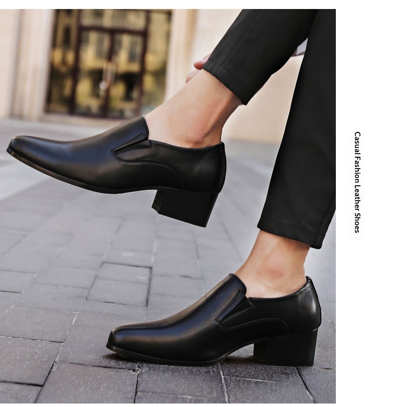WalkPrime Factory Direct New 6CM Pointed Genuine Trendy Height Increasing Men's High Heel 8cm Leather Shoes_voghion.com