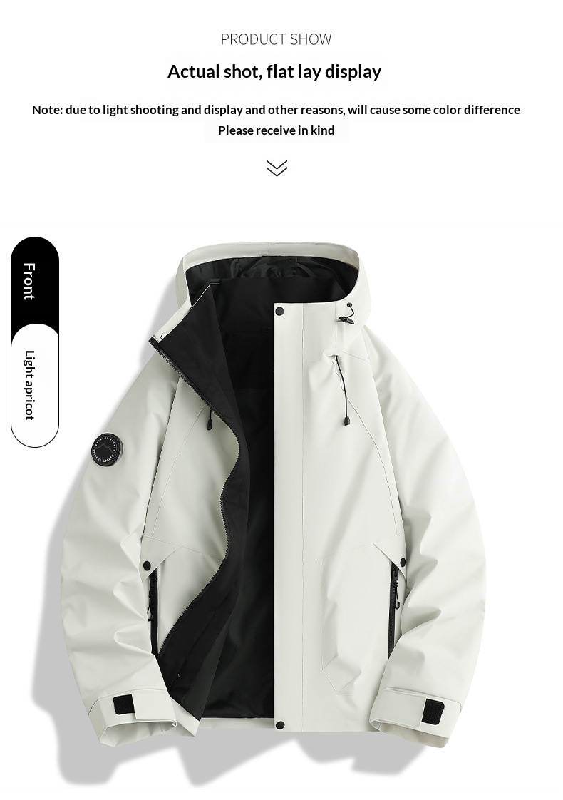 boy Boy Dragon Fruit Color Women's Three-in-One Windproof Waterproof Fleece Two-Piece Set Men's Cycling Travel Hiking Jacket_voghion.com